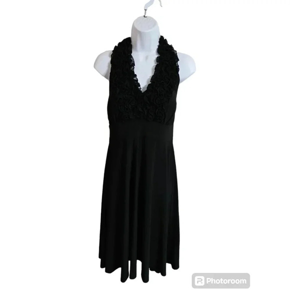 dressbarn Dresses & Skirts - Dressbarn Collection Size10 Black Sleeveless Ruffled Flounce Dark Romantic Dress